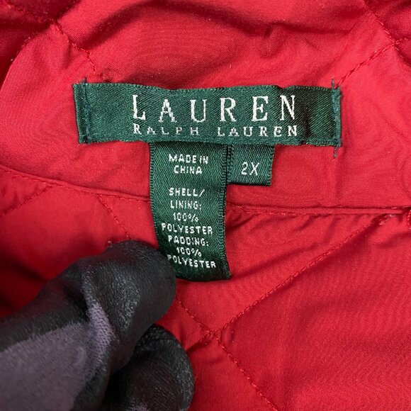Lauren Ralph Lauren Quilted Vest Womens 2X Red Utility Plus Size Padding Zip - Picture 7 of 13